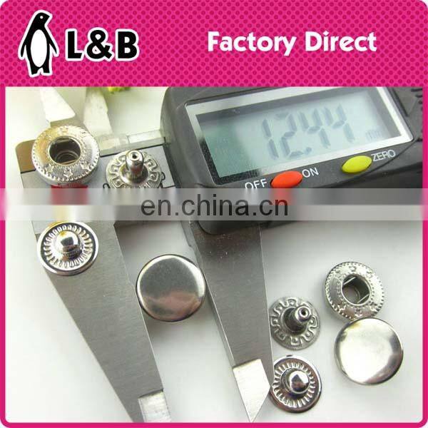 15mm iron / brass / stainless classic metal snap button clothes snap buttons