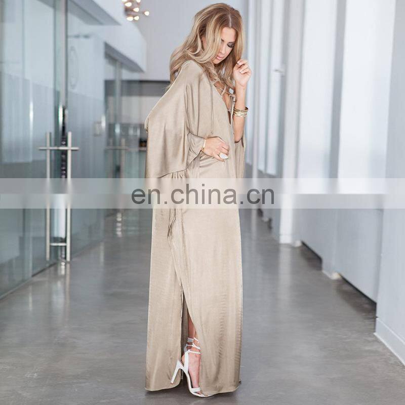 2019 Black V-Neck long Sleeve Long Causal Loose Straight Dress Plus Size Women Summer Beach Wear Maxi Dress robe de plage