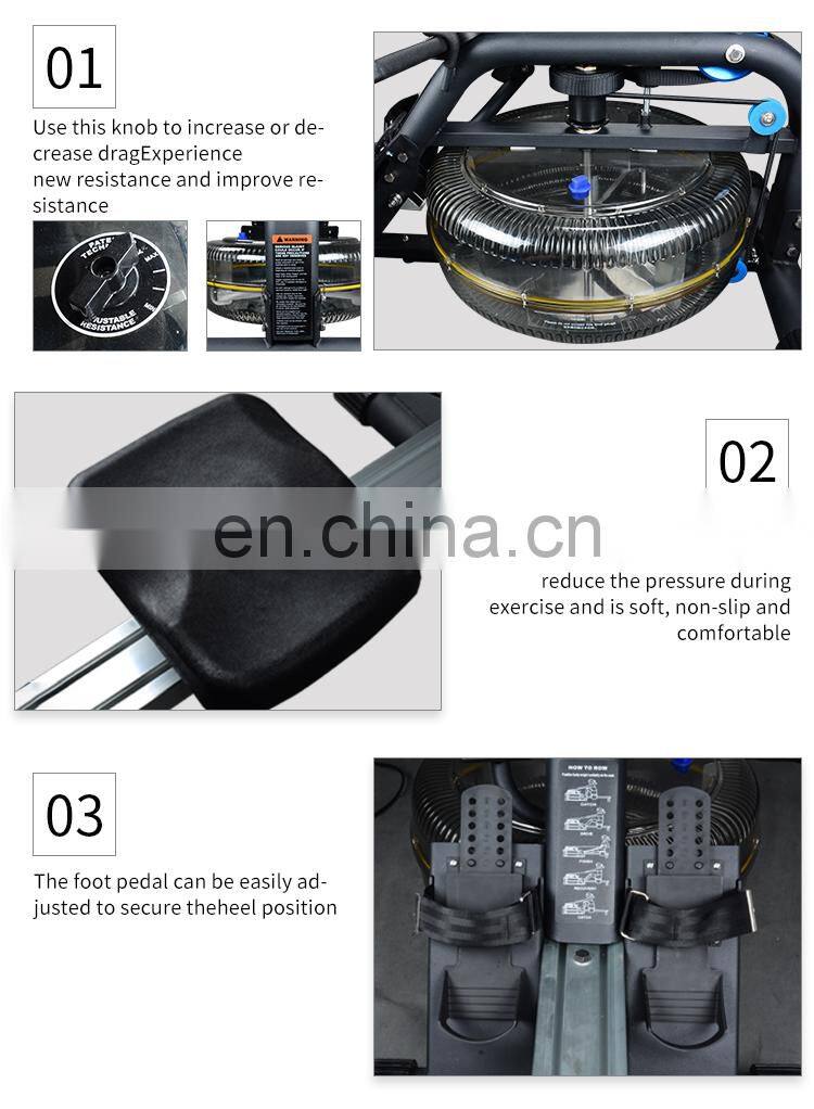 Yongwang high quality gym fitness water rowing machine/water rower for sale