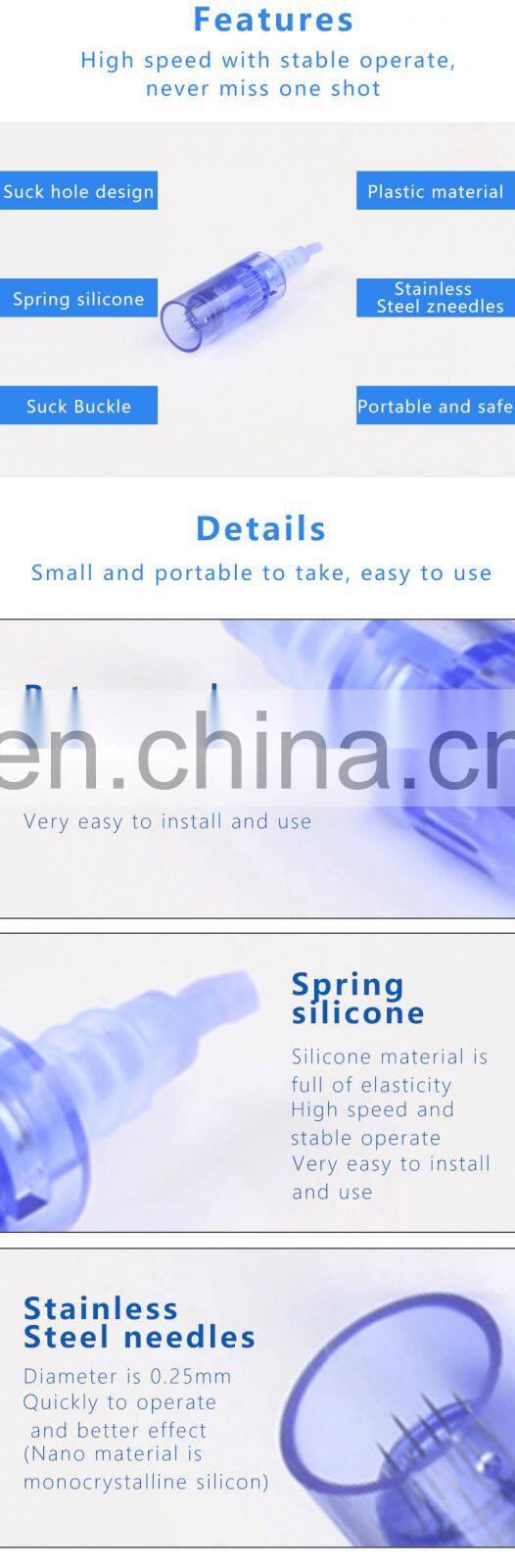 Replacement needle cartridge stainless steel needle skin vibrating derma pen