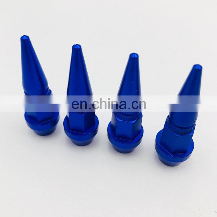 4 Pcs Aluminum Tires Stem Caps 45mm Spiked Lug Nut Wheel Air Valve Cover
