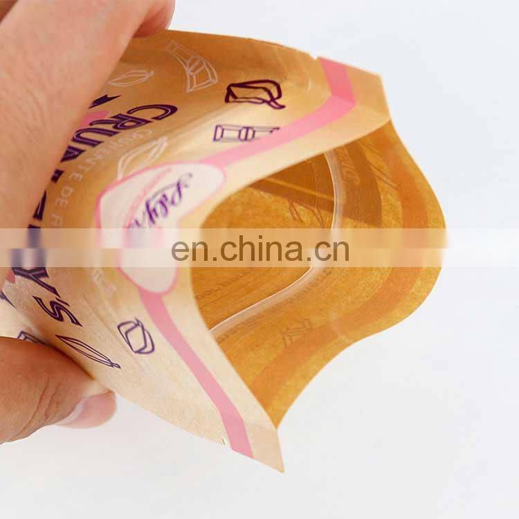 wholesale biodegradable kraft paper doypack nuts packing bag