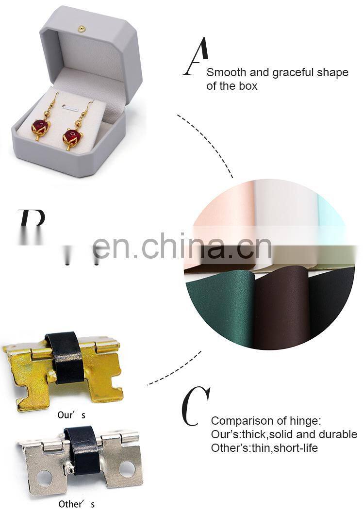 New Arrival Light Gray Pu Leather Earrings Box custom jewelry box luxury earrings box