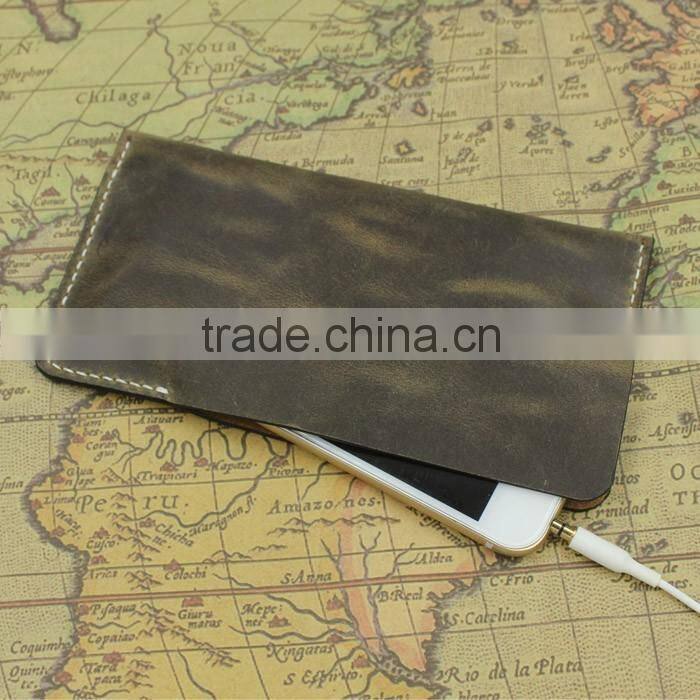 handmade vintage style crazy horse leather mobile phone holder bag for iphone 6/6s
