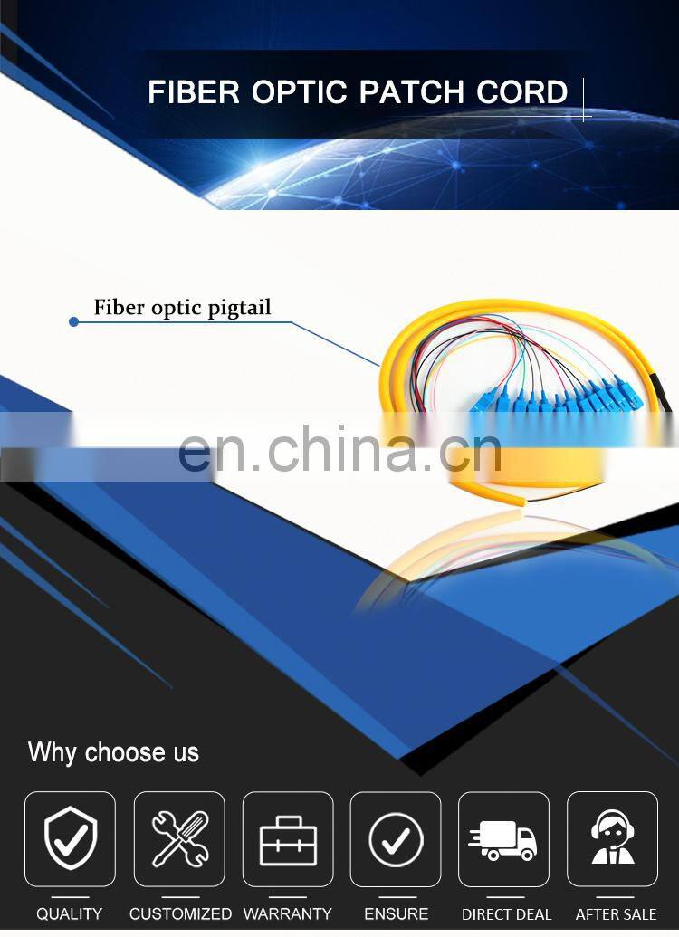 0.9mm LSZH/PVC Fiber Optic 12 core Color G652D SM LC SC UPC Pigtail