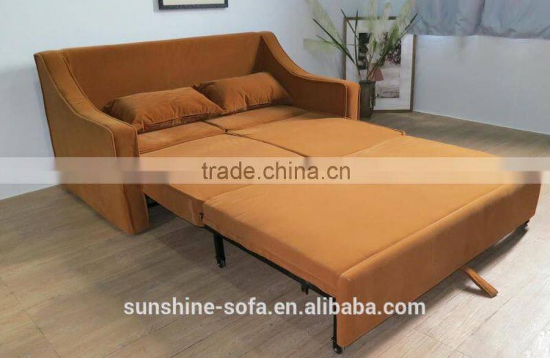 Modern Convertible Bending Wood Hotel Fabric Sofa Bed