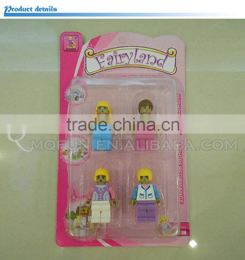 Mini Qute 4pcs/lot intellect girls kawaii fairyland friend models action figure plastic building block educational toy NO.24792B