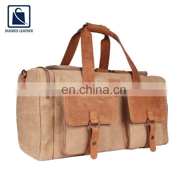 Vintage Style Polyester Lining Material Zipper Closure Type Unisex Genuine Leather Duffel Bag