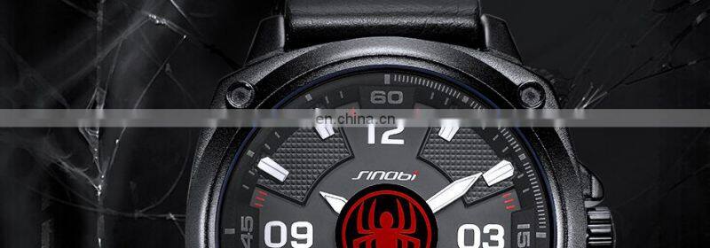 SINOBI Spider Man Watch S9741G Luminous Dial Male Wrist Watch Luxury Calendar Window Masculine Watch Jam Tangan Pria