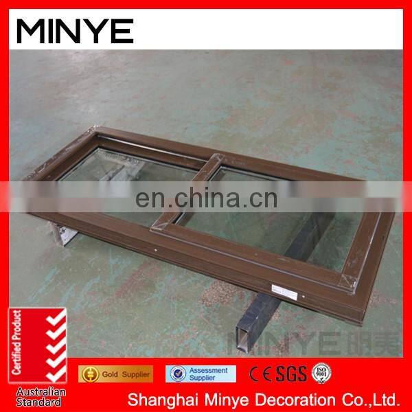 laminated finished brown color pvc sliding window with tint glass