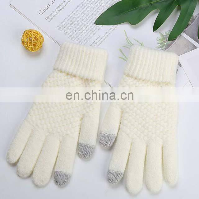 Wholesale Custom Acrylic Knitted Gloves Women Mnes Warm Knitted Winter Gloves For Outdoor