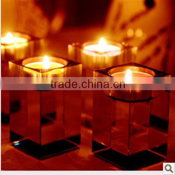 square glass candle holder with wax candle jar with painted color