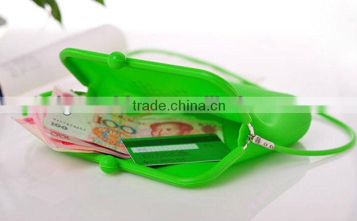 cheap candy cosmetic long strap silicone purse with waterproof design for christmas