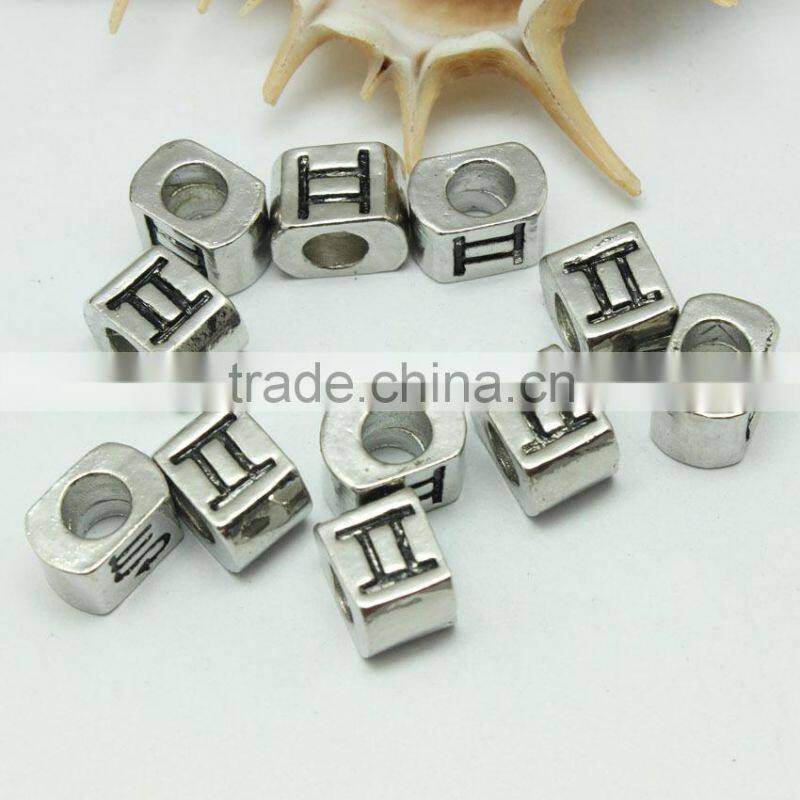 Wholesale Zinc Alloy Archaized Pdora Square Shape Anti-silver Slide Beads