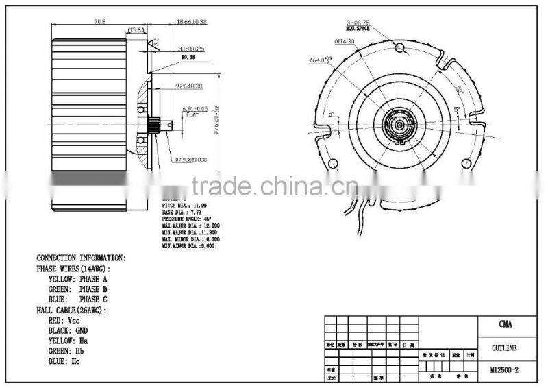 Mac brushless motor high speed 300W 24V/36V/48V for lawn mower and pump motor