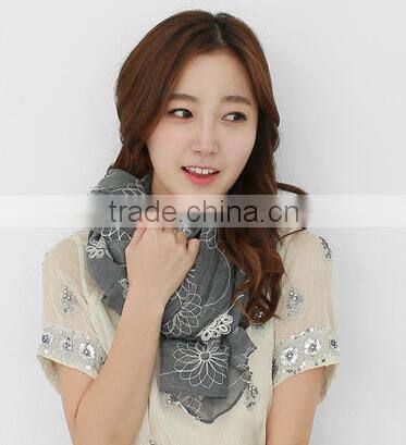 Wholesale Women Fashion Embroidery Spring Summer Cotton Scarves Shawls
