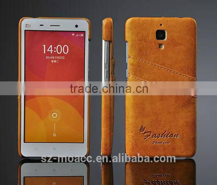 High Quality pu leather Back Cover case for xiaomi mi4
