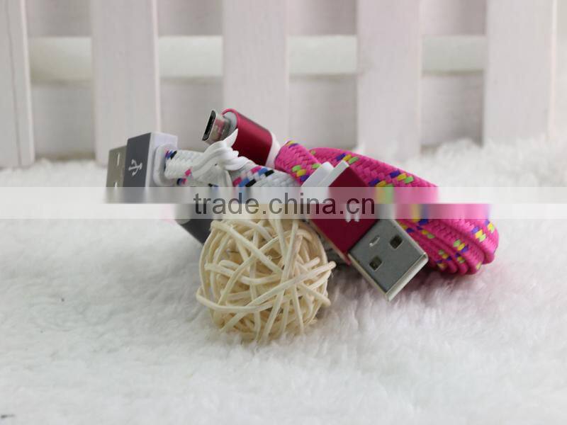 Sync Ultra Thin Fabric USB Micro Cable,Braided High Quality Micro 5 pin Ultra Thin USB Cable
