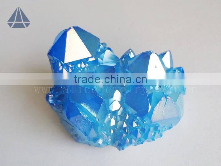 Rock blue aqua aura quartz crystal cluster healing stones cluster