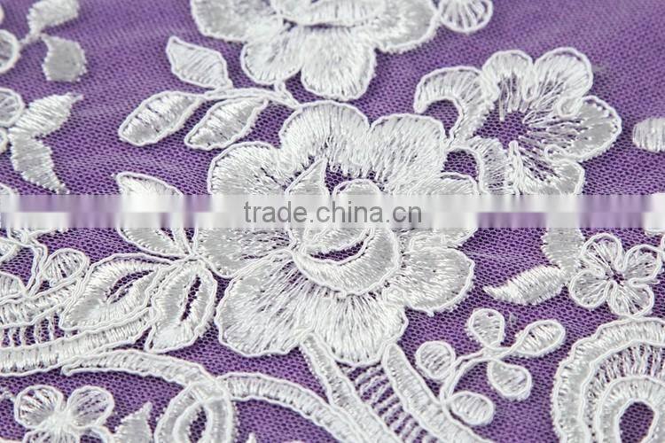 wholesale high quality white cotton lace embroidery fabric for dress new design