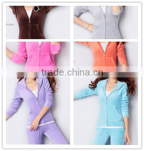 2015 Hot Sale Fashion Women Spring Autumn Velvet Yoga Hoodie Sports Suit Leisure Sportswear Hoodie+Pants