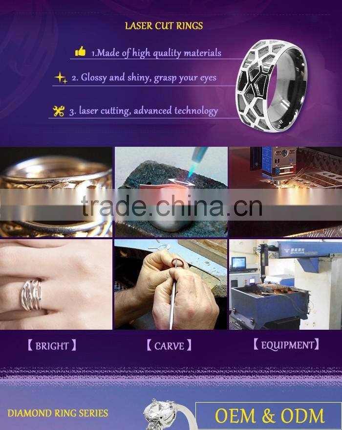 Stainless steel wire cut simple design mattle finished ring jewelry with one cz stone
