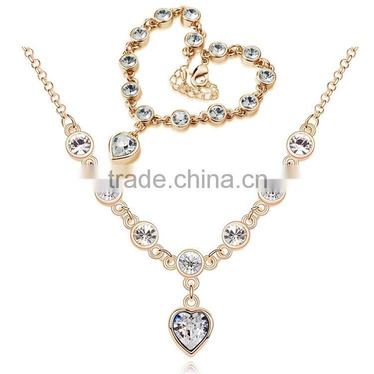 girlfriend heart pendant necklace and beads bracelet african jewelry sets