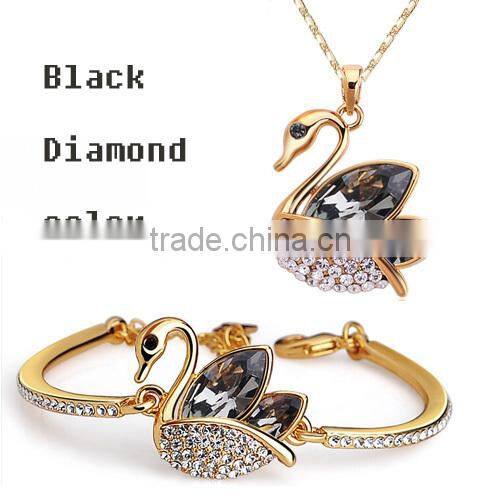 platinum wholesale crystal dream swan jewelry 18 carat gold jewelry sets