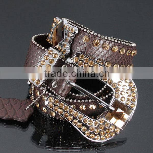 Wholesale Women's Cross Rhinestone Leather Belt