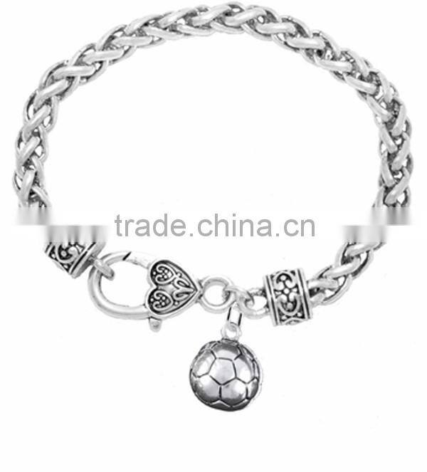3D Soccer Ball Charm, Comes On An Intricately Detailed Silver Tone Snake Chain Bracelet
