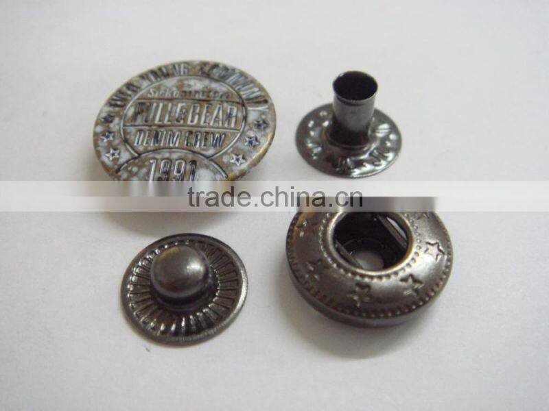 18mm custom coins logo engraved metal snap button for clothes