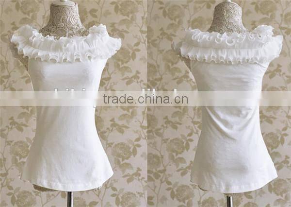 2015 lady Flower Collar T shirt