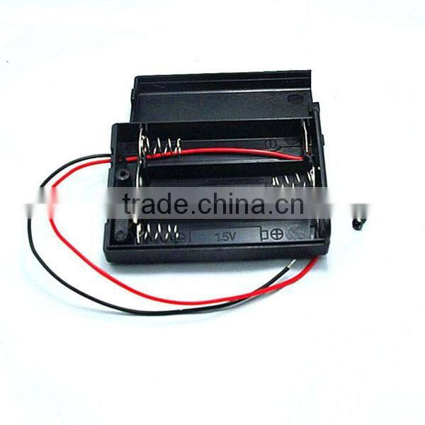 ON/OFF Switch Black 3 x 1.5V AA Batteries Holder Case Storage Box with lead wire