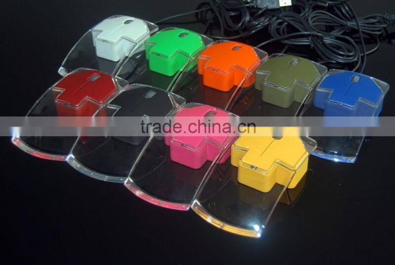 All transparent 3D Wired Multicolor Light Mouse Wired Antistatic Small Computer ESD Mouse in USB Type