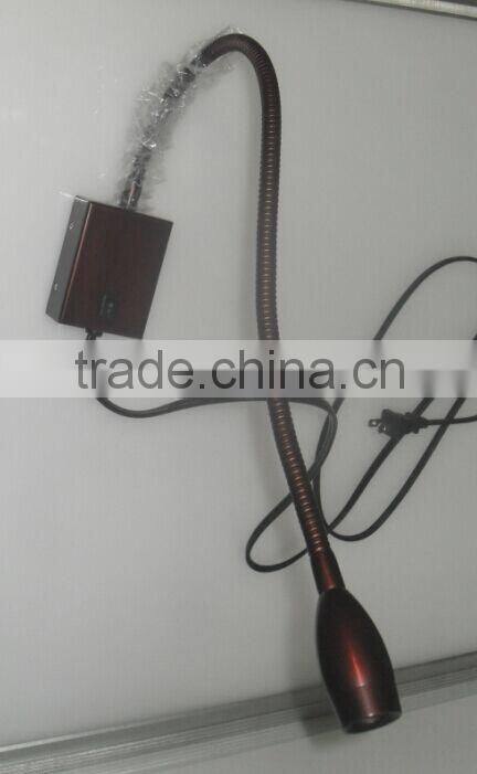 3w Brozen flexible reading wall lamp with 1w screen light