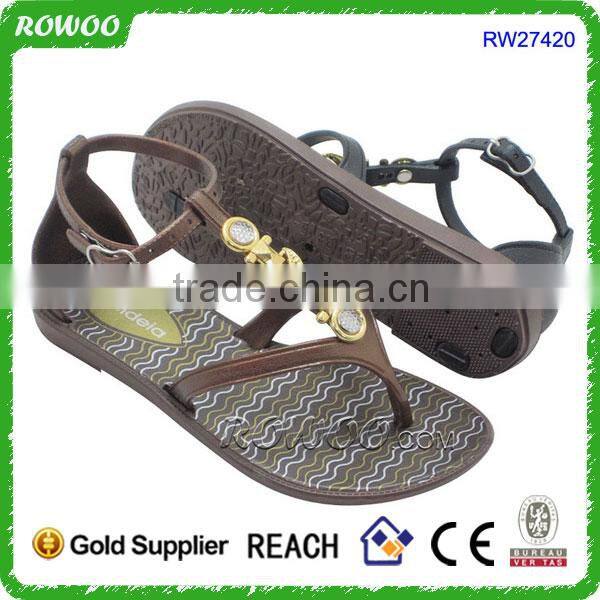 Elegant ladies summer flat sandals ladies brown sandles casual shoes casual fashion ladies flat sandals