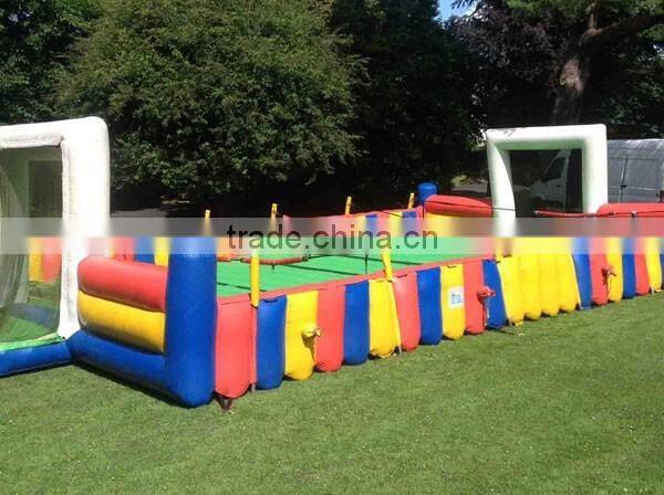 giant rainbow inflatable human foosball game,amazing inflatable human table football