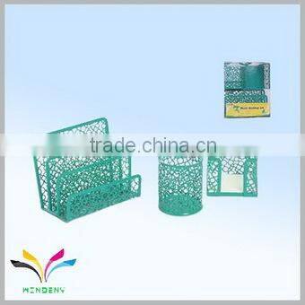 Office orgaziner file rack set with pen holder memo holder green colorful