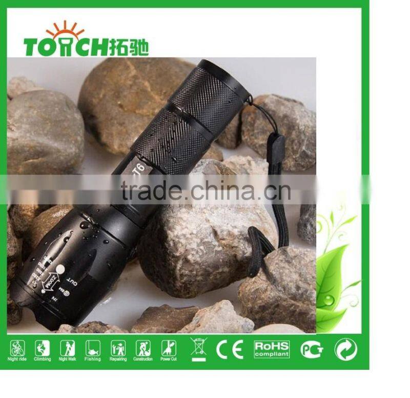2000 Lumens XML T6 LED Flashlight Zoomable 1* 18650 self defense LED Flashlights