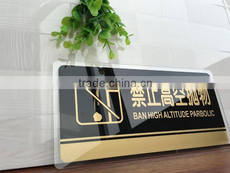custom hand make black Acrylic warning boards printed with customer's logo and design