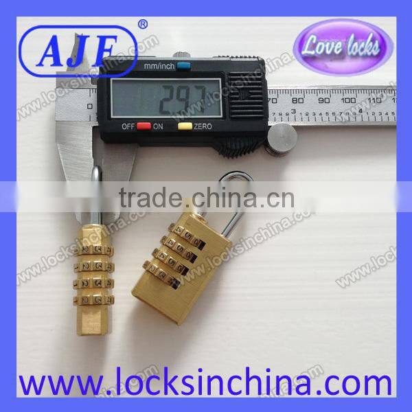 AJF 2015 Hotsale 20mm small metal brass 4 wheel bag number lock
