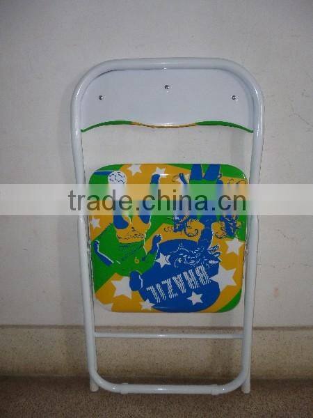 Metal folding chair with PVC cushion seat for living room furniture