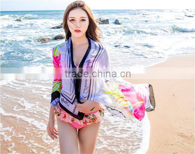 Fashion scarf 2016 peony printed multi wear beach dress