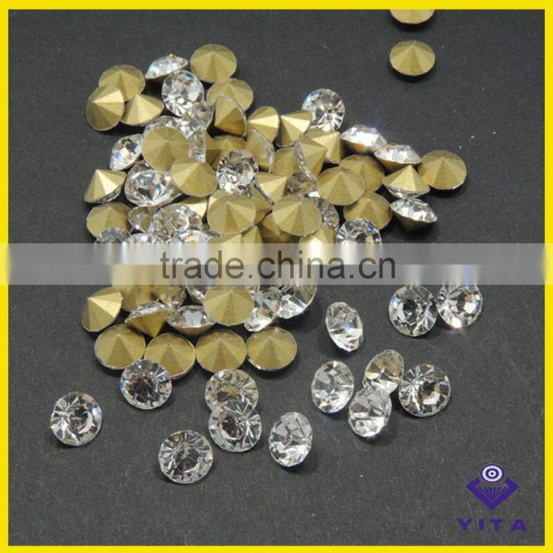 Non hotfix glass point back crystal stone for rhinestone cup chain