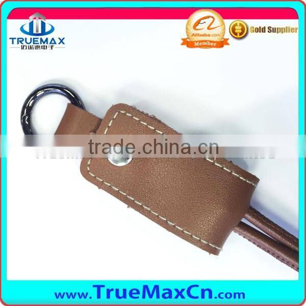 PU Leather Key Chain Type USB Cable For iPhone