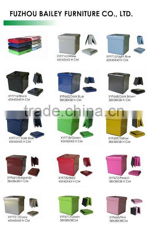 S/3 faux leather storage ottoman