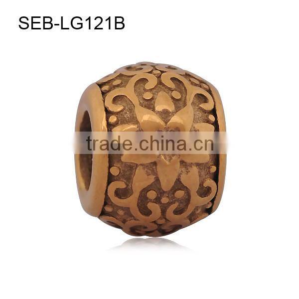 Ready Stock Vintage Tone Stainless Steel Jewelry Accessories Findings Large Hole European Charms Flower Spacer Beads SEB-LG121