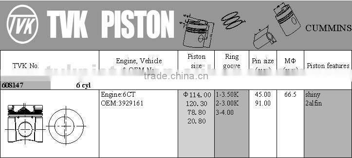 cummins piston kit 6CT 3929161
