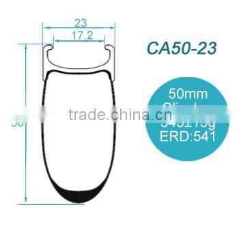 CarbonbikeKits CA50-23 50mm Clincher Carbon Fiber Bike Rim With Alloy Braking Surface
