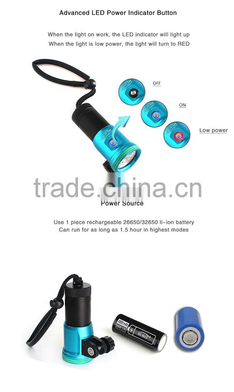 2015 Rechargeable Led Scuba Diving and Waterproof Torch For Underwater Explore